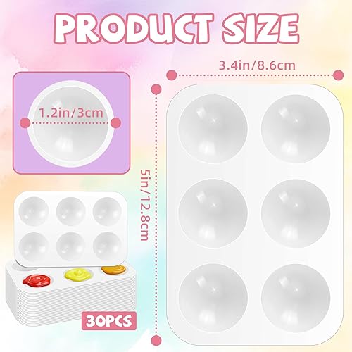 Miniatura 9 de 50 paletas de acuarela de plástico blanco, 6 paletas de pintura rectangulares, paletas de bandeja de pintura, bandejas de pintura para niños, para