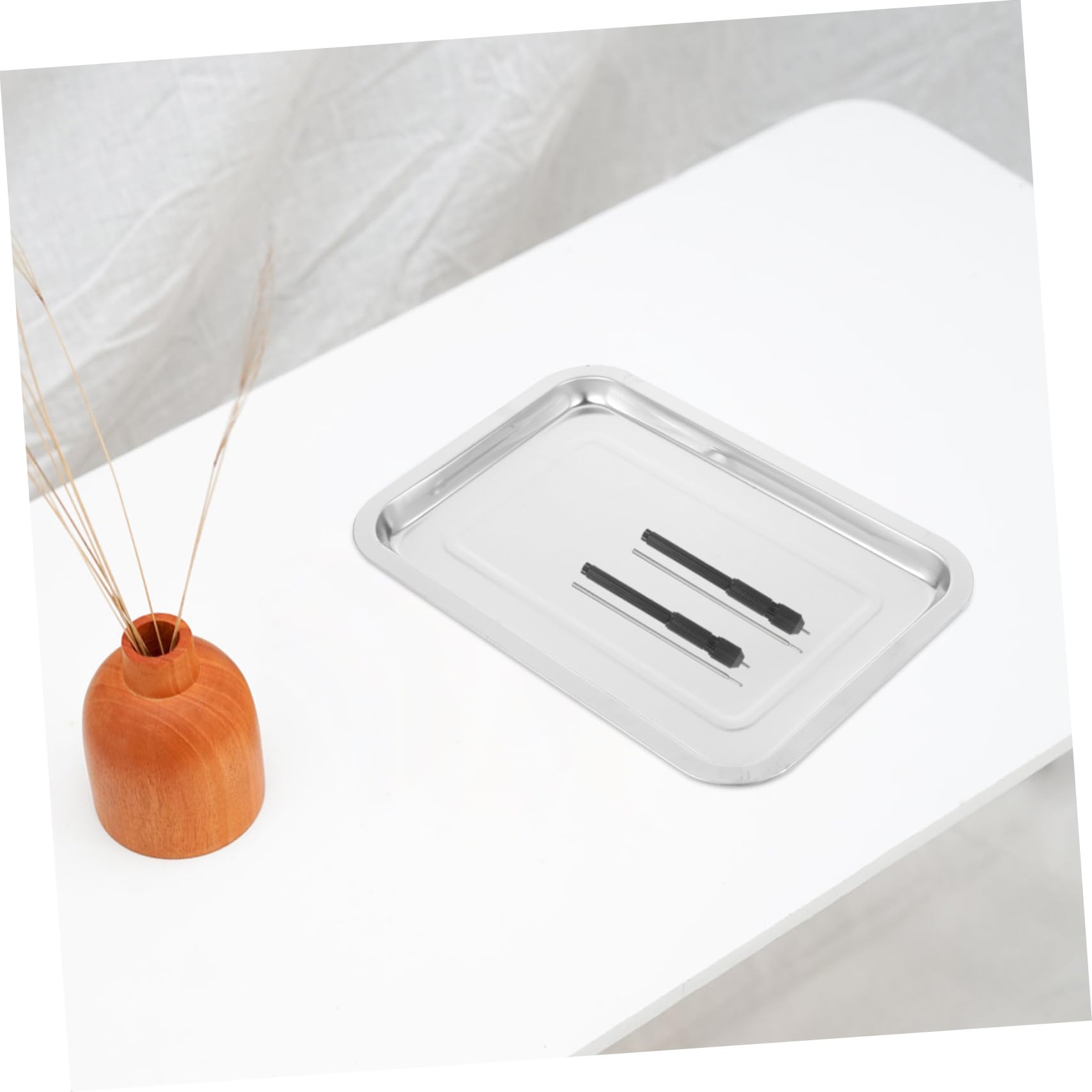 Plateau Argenté en Acier Inoxydable pour Tatouage, Lot de 2, Résistant la Déformation, Facile à Nettoyer, Usage Quotidien