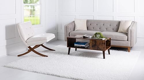 Miniatura 2 de Unique Loom Davos Shag Collection - Alfombra de área, color liso (5 pies 3 pulgadas, cuadrada, blancomarfil)