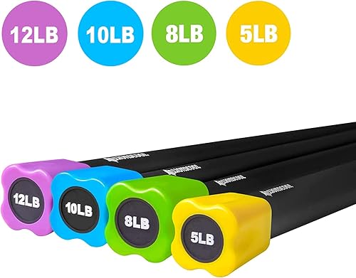 Miniatura 3 de LIONSCOOL Barra pesada de entrenamiento, barra de pesas acolchada para ejercicio, juego de barras pesadas de acero sólido para esculpir el cuerpo,