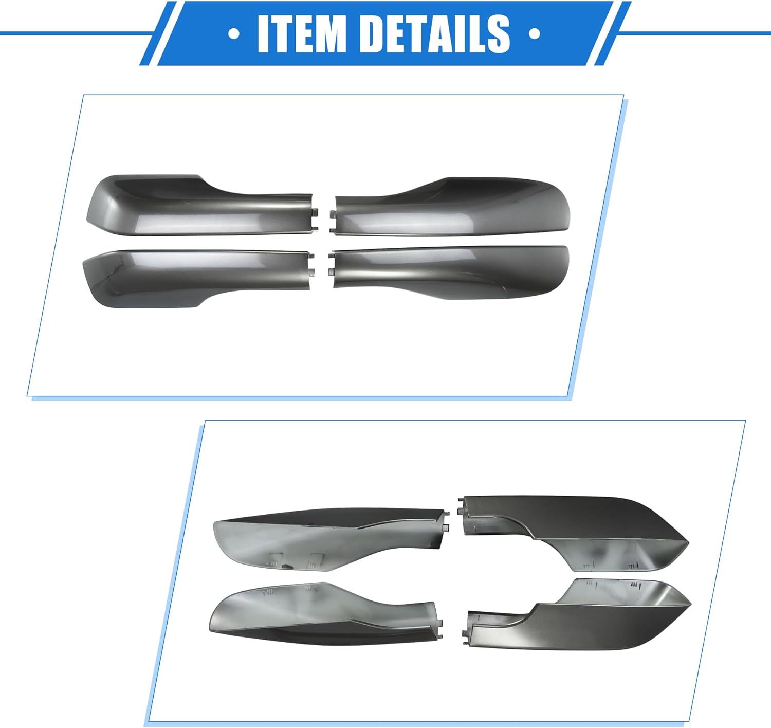 4pcs Car Roof Rack Side Rails End Cover Shell Cap Compatible for Lexus LX570 2008-2015, Durable Plastic Gray Cargo Rack Legs Protection