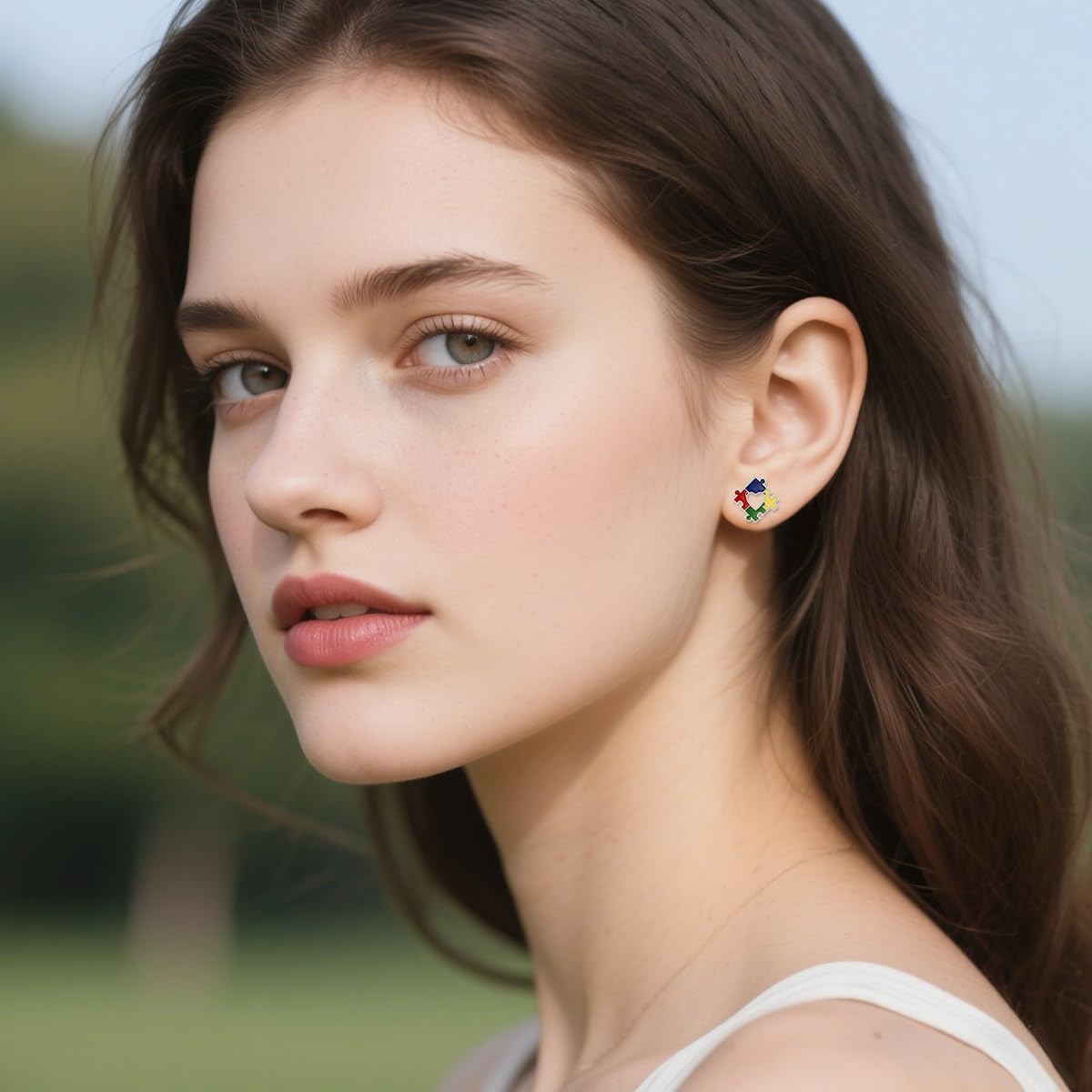 LONAGO Autism Awareness Earrings 925 Sterling Silver Gifts for Autistic Colorful Puzzle Piece Stud Earrings Jewelry for Women