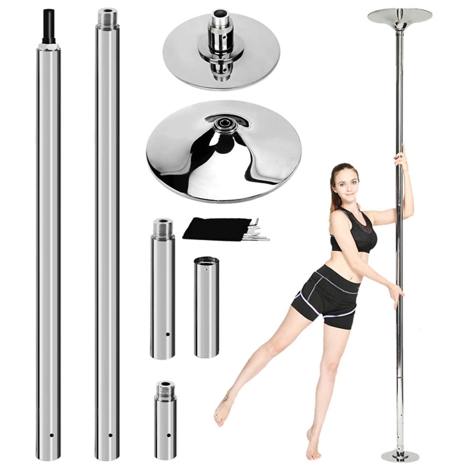 Barre de pole dance statique pivotante réglable haute résistance 440 LB