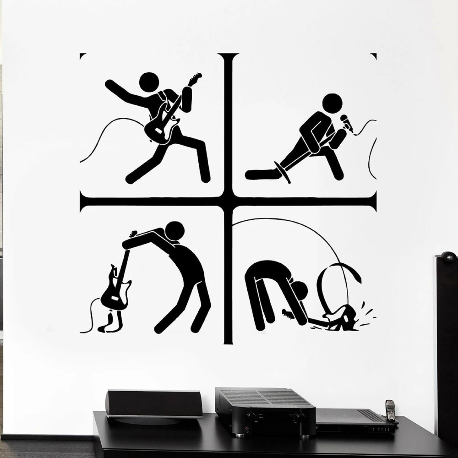 WEIMEIJIE Guitar wall Stickers, Music, Rock, pop, Musical Notes, Vinyl Stickers, Living Room Sofa Stickers, Teen Room Stickers.
