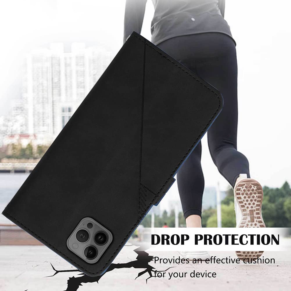 Wallet Crossbody Case Compatible with Samsung Galaxy A53 Leather Phone Cases with Credit Card Holder and Strap Magnetic Flip PU Kickstand Shockproof Protective Purse Business Cover(Black)