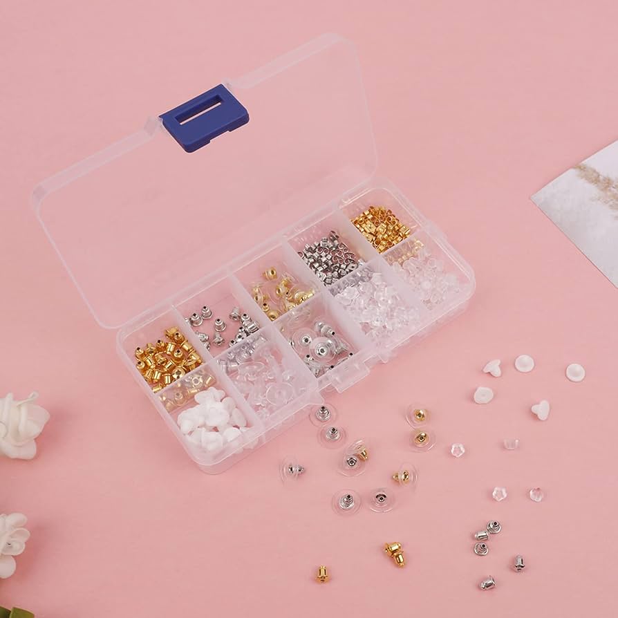 450Pcs Earring Backs, 10 Styles Earring Stoppers Clear Earrings