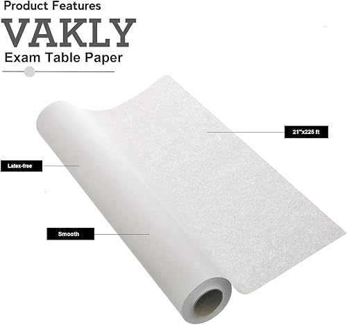 Miniatura 2 de Vakly Papel de mesa de examen  Rollo de cubierta de barrera médica suave desechable de 21 x 225 pies  Rollos de papel de hoja ancha para spas,