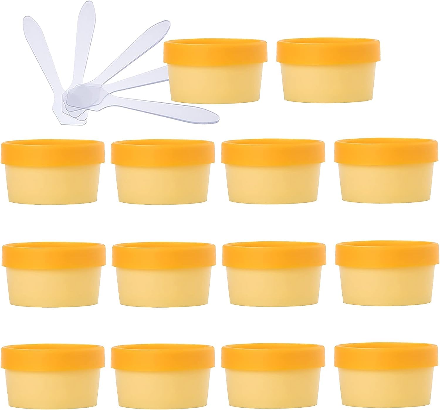 KRXSOBNV Cosmetic Jars, 20 PC Plastic Storage Jars with Inner Liner for Body Hand Face Cream Lotion Gel 5X Spatula