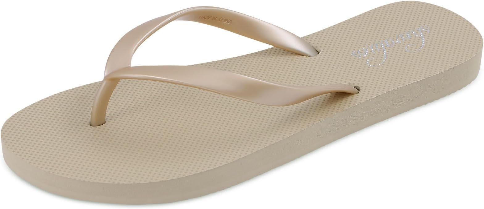 Slim Flip Flops for Women Beach Rubber Shower Shoes Basic Thong Sandals