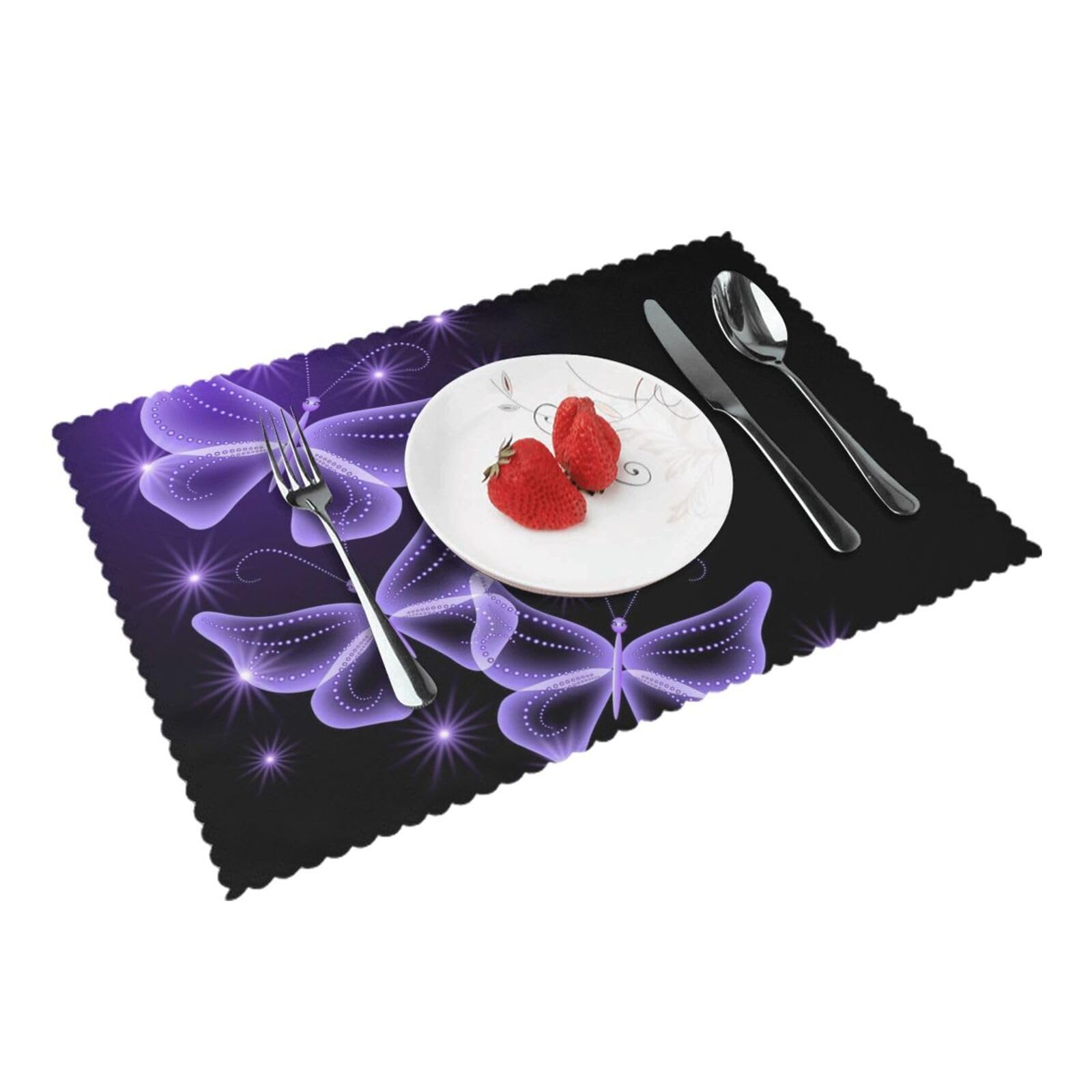 Beautiful purple butterfly Printed Placemats Set of 4 PCS Washable Placemat for Kitchen Table Heat-resistant Table Mats 45x30 CM