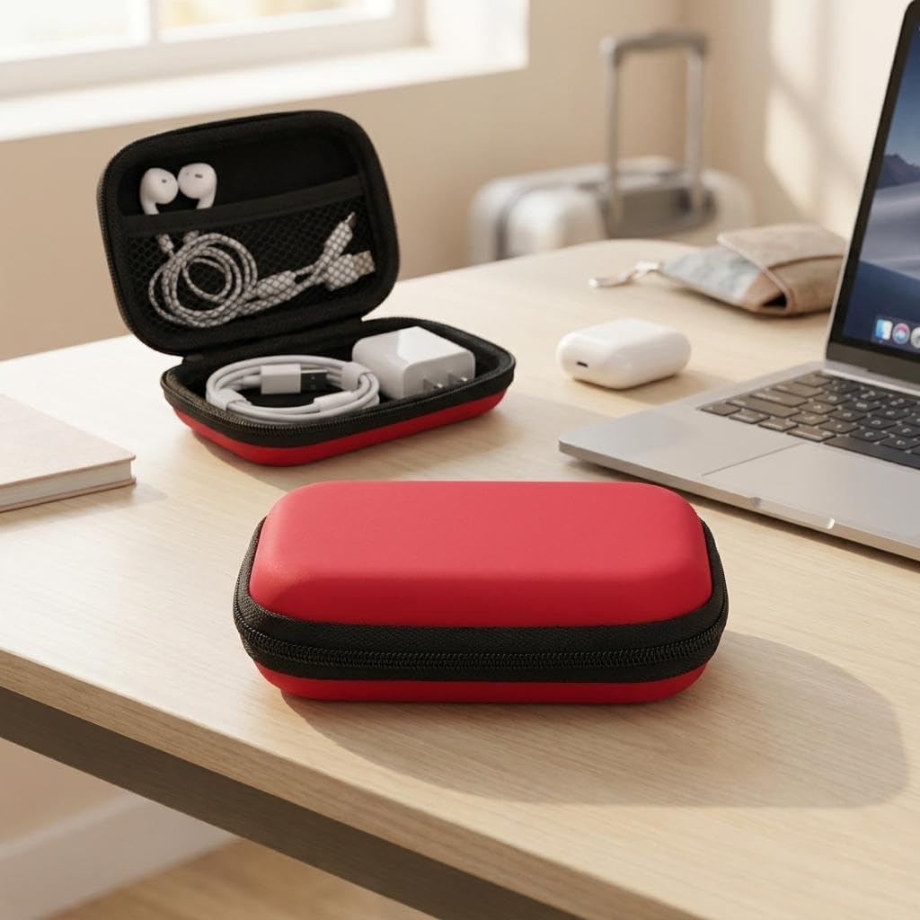 Multifunctional Travel Electronics Organizer Bag for Data Cable Charger, Portable Zipper Storage Pouch for USB Cords and Power Bank Accessories Random Color