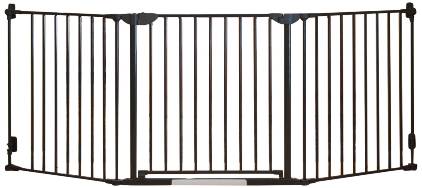 QdosSafety Construct-A-SafeGate Wide Baby Gate - Meets Tougher European Standards - Create Customized Safe Spaces around Fireplaces, Large Openings, Stairways - Includes a door and 2 sections | Slate