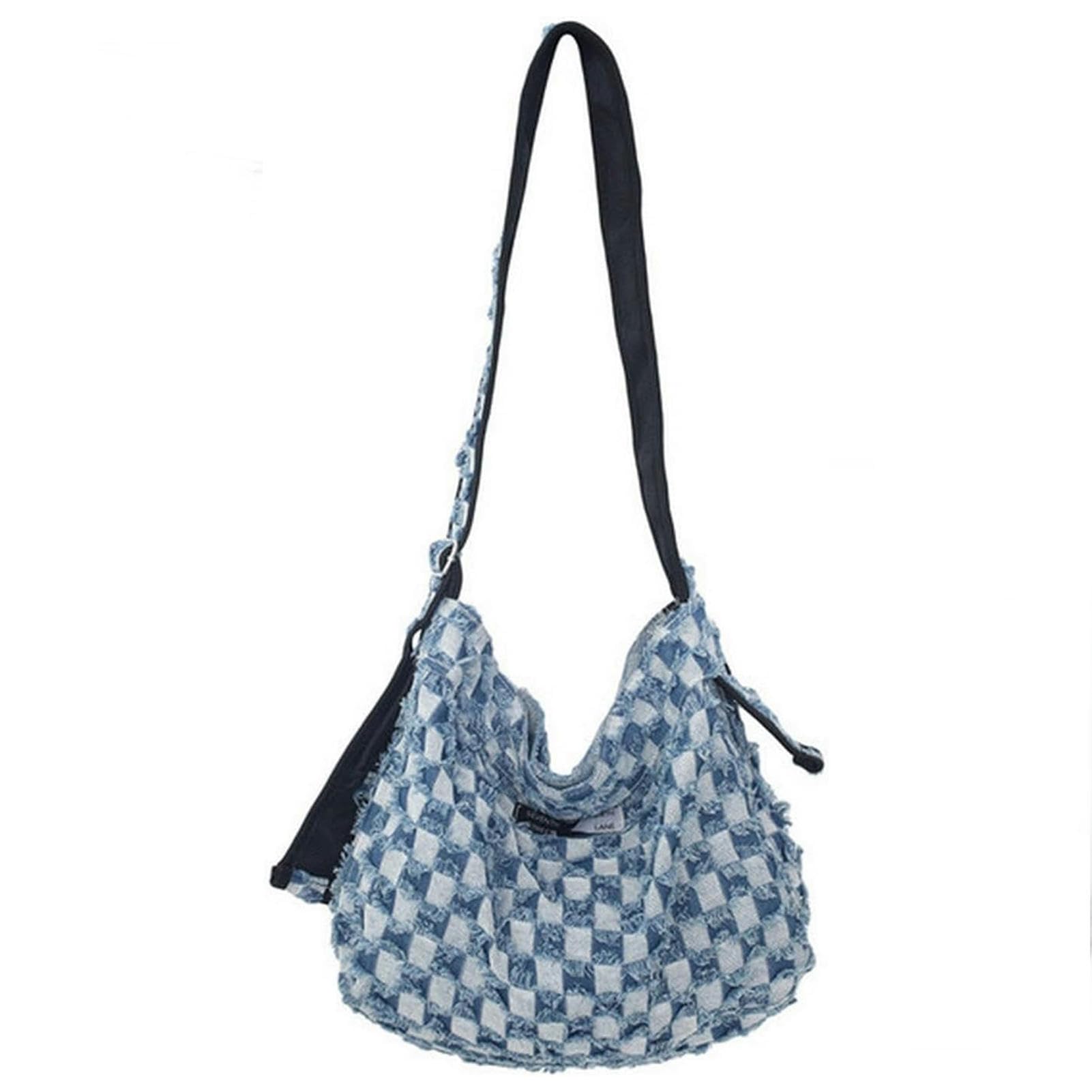 Borsa Donna Tracolla Borse da Donna in Denim in Tela da Viaggio per Lo Shopping da Viaggio per Le Spalle Unisex Jeans Crossbody Borse Shoppers-Light Blue Bag 11-a