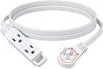 DEWENWILS 12FT Flat Plug Extension Cord, 360° Rotating 3-Prong Plug, 3 Outlets, 13A 1625W Heavy Duty, SPT-3 16/3C, Space Saving Extension Cord, Multiple Wall Outlet Extender for TV, Office, Kitchen