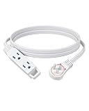 DEWENWILS 6FT Flat Plug Extension Cord, 3 Prong Ultra Thin Power Strip, 360° Rotating Plug, 13A/125V/1625W, 16 Awg Grounded Flat Power Cable for Indoor Narrow Space, SPT-3, ETL Listed, White
