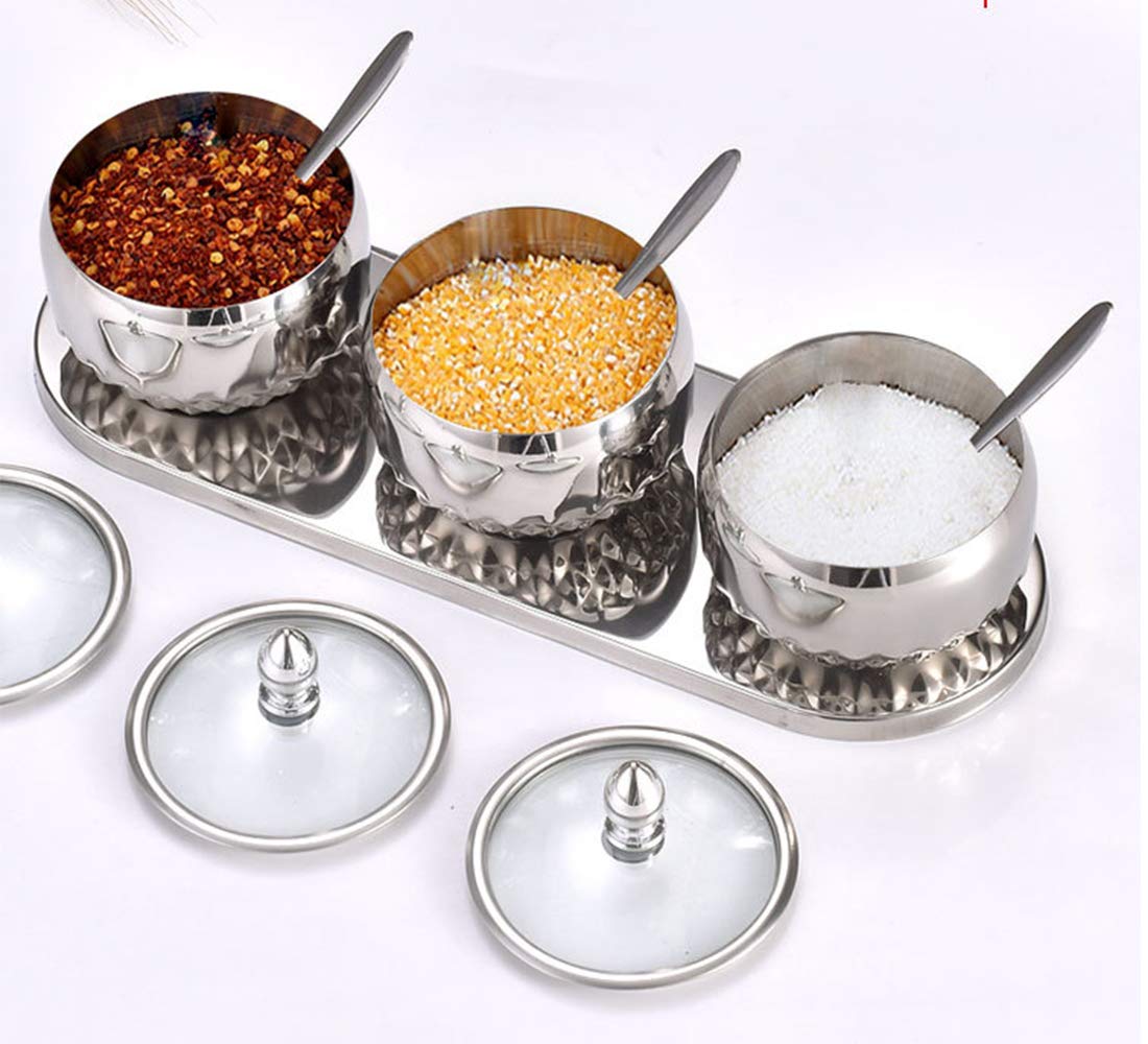 Boîte à Assaisonnement, Pot à épices En Acier Inoxydable Avec Couvercle Et Cuillère, Bol à Sucre Pour La Maison Et La Cuisine (or Rose