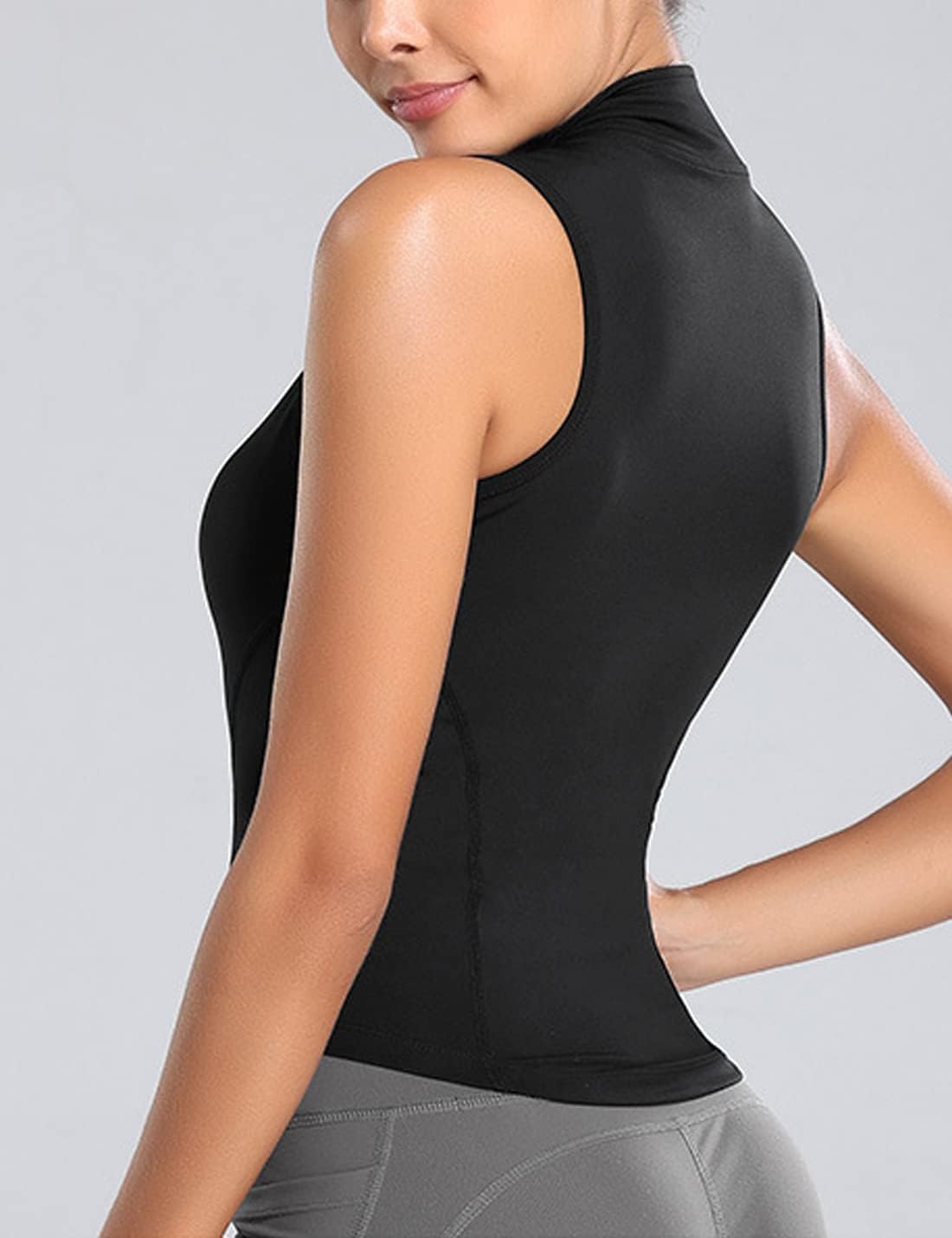 Women's Slim Fit Full Zip Sleeveless Running Track Jacket Workout Stretchy Athletic Yoga Sportwear