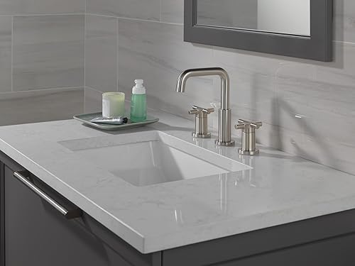 Miniatura 6 de Delta Faucet Nicoli - Grifo de baño generalizado de 3 agujeros, grifo de baño de níquel cepillado, grifo de baño de 2 asas, grifo de lavabo de baño,