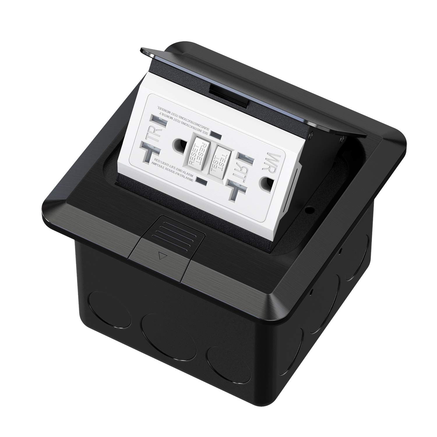 KYHSHJ Pop Up Floor Electrical Outlet with 20 Amp Stainless Steel GFCI Tamper Receptacle Outlet,Blac