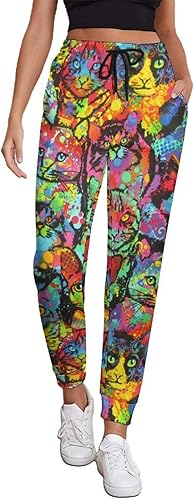 Rainbow Cats Casual Sweatpants for Women High Waisted Jogger Pants Sport Trousers with Pockets