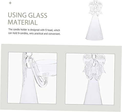 Miniatura 4 de COOPHYA Candelabro de ángel de vidrio transparente Vasos de vela de vidrio transparente Centros de mesa de ángel Tazas de luz de té de vidrio