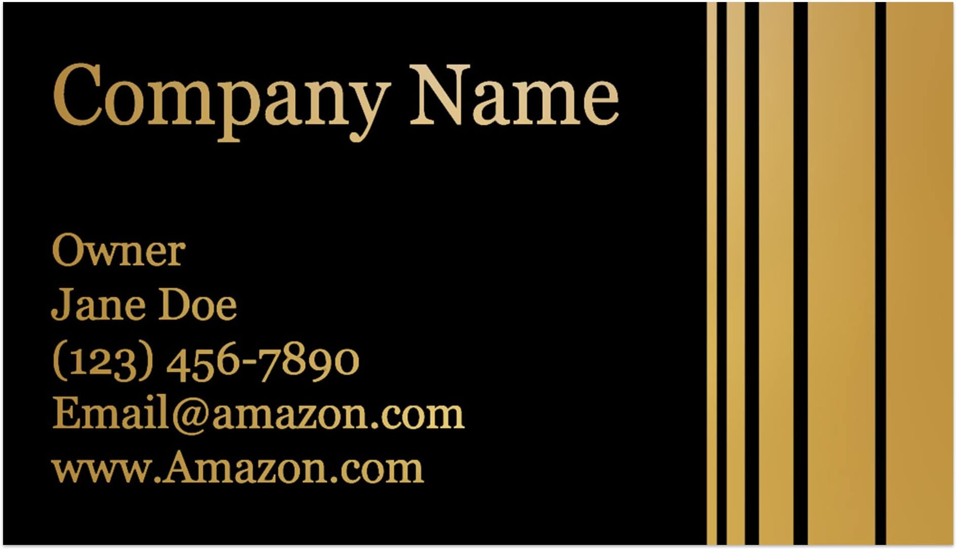 Personalized Gold Foil Black Business Cards 100 Pack 3.5