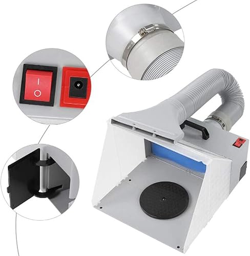 Miniatura 6 de Cabina de aerosol de pintura para aerógrafo, cabina de pintura portátil para aerografía con luces LED, ventiladores y manguera de filtro, kit