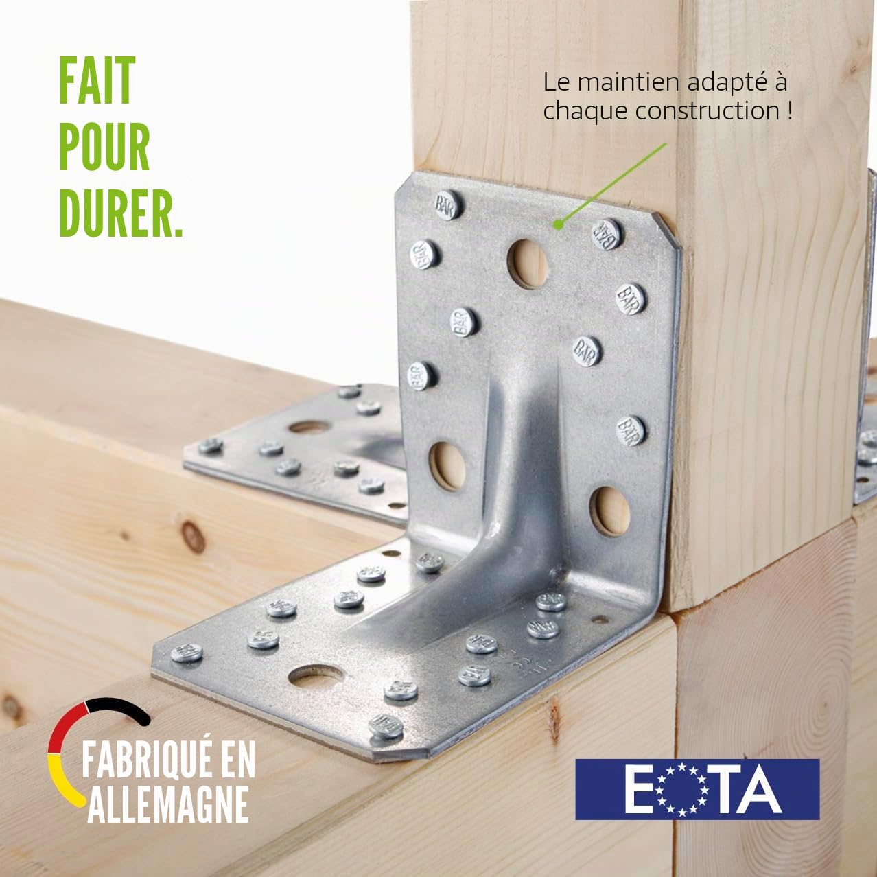 GAH-Alberts 837563 Équerre d'assemblage renforcée avec nervure | galvanisée Sendzimir | 90 x 90 x 65 mm | kit de 50