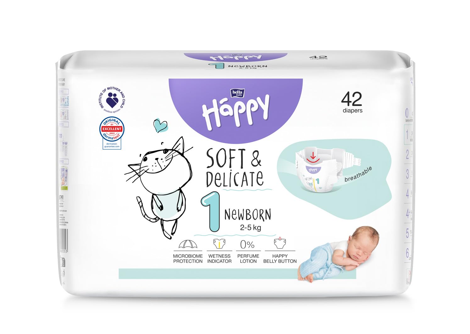 Pannolini bella baby happy CARTONE Taglia 1 (2-5kg) – 8 Confezioni x 42 pezzi = 336