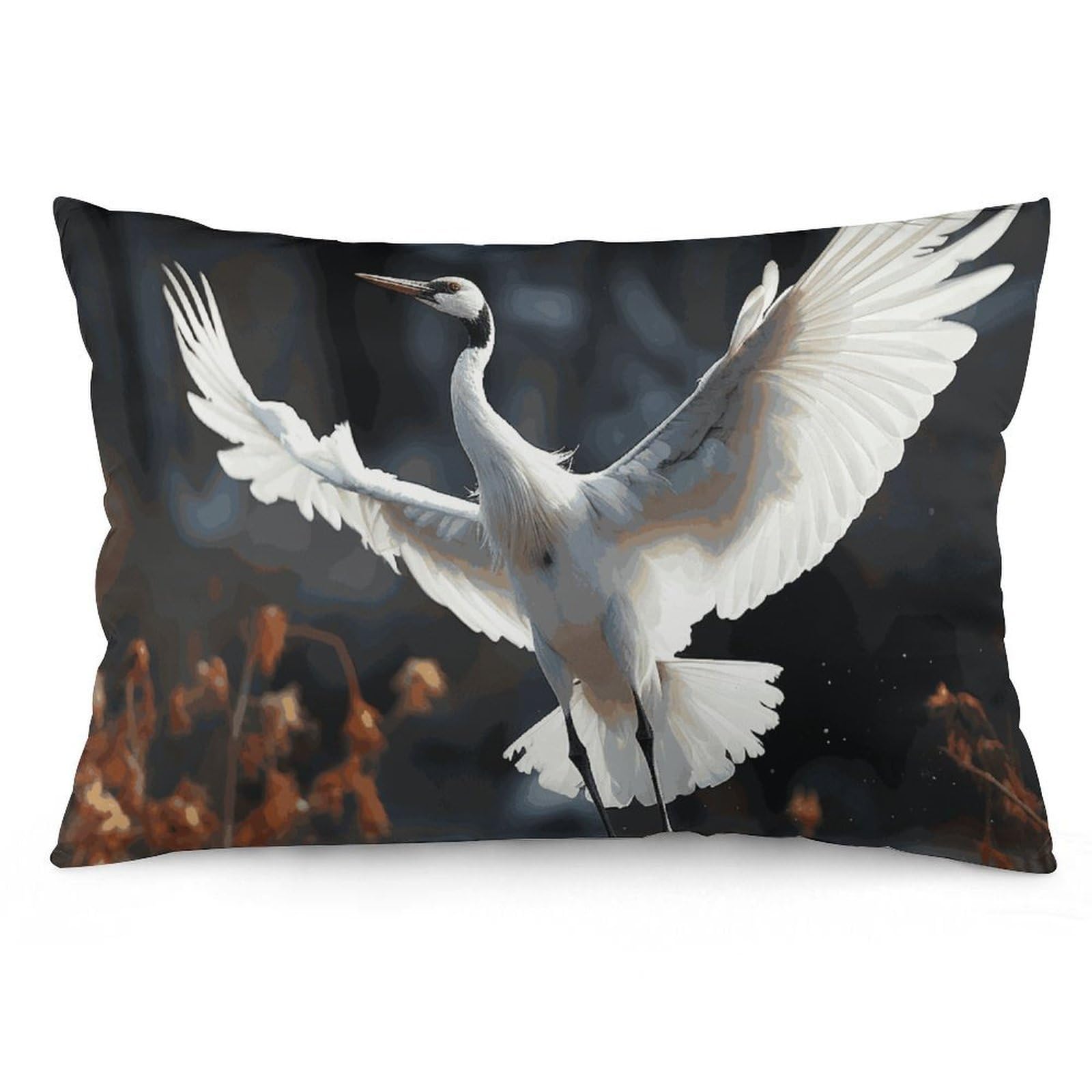 Velvet Pillowcases Standard Size 12 "x20, Ultra Soft Breathable Pillow Cases for Bed, Luxury Cozy Fuzzy Pillow Shams, Lumbar Pillow Cover, Crane Dancing Cushion Case Home Decor