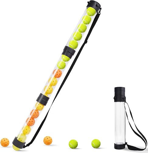 Retriever de pelotas de pickleball plegables de 17 bolas, recuperador de pelotas de tenis, tubo de recogida de pickleball con correa para el hombro,