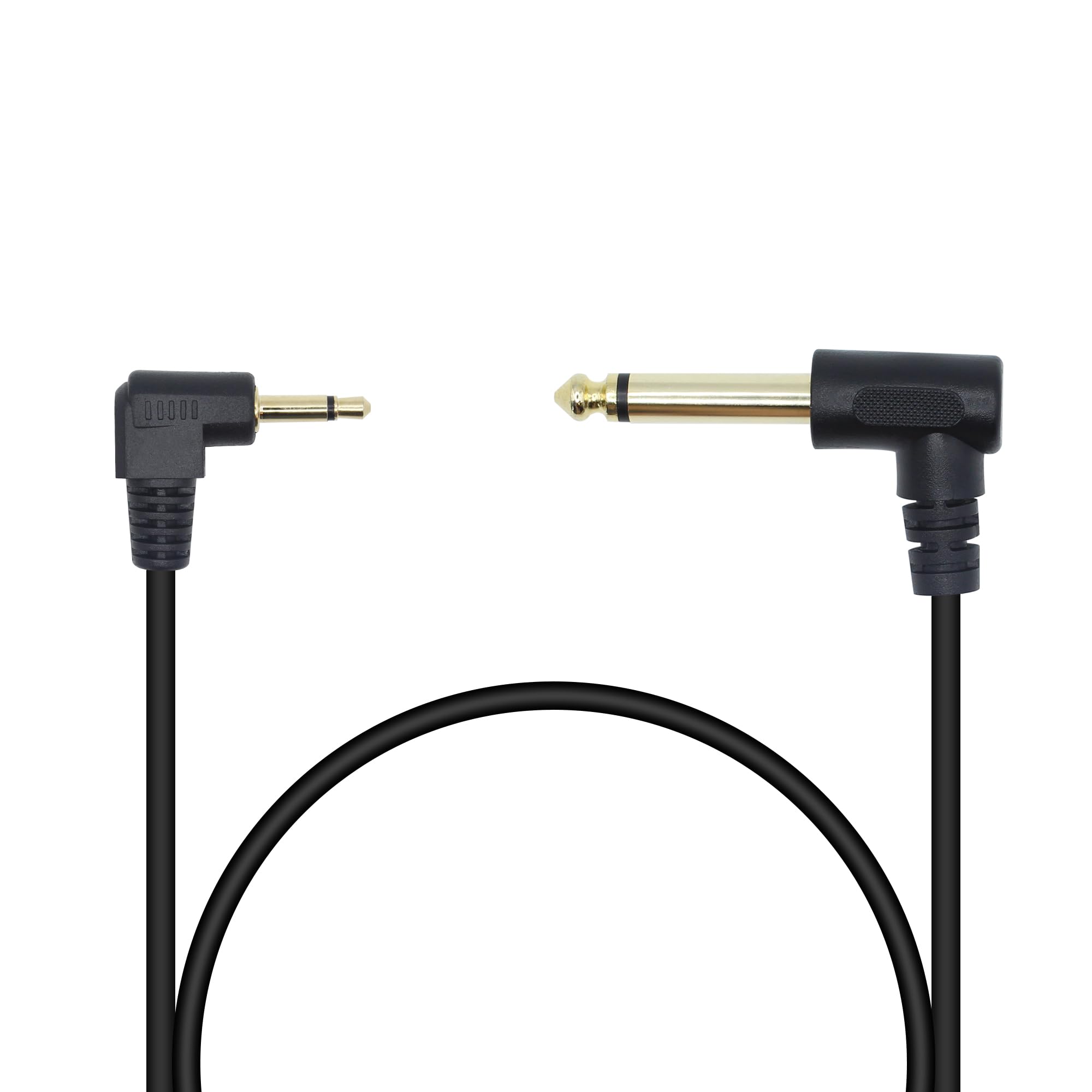 Cable TS de 90 grados 1/8 a 1/4 TS, ángulo recto de 3,5 mm mono macho a 1/4 mono macho, cable de audio para guitarra, portátil, altavoz, amplificadores (19 pulgadas)