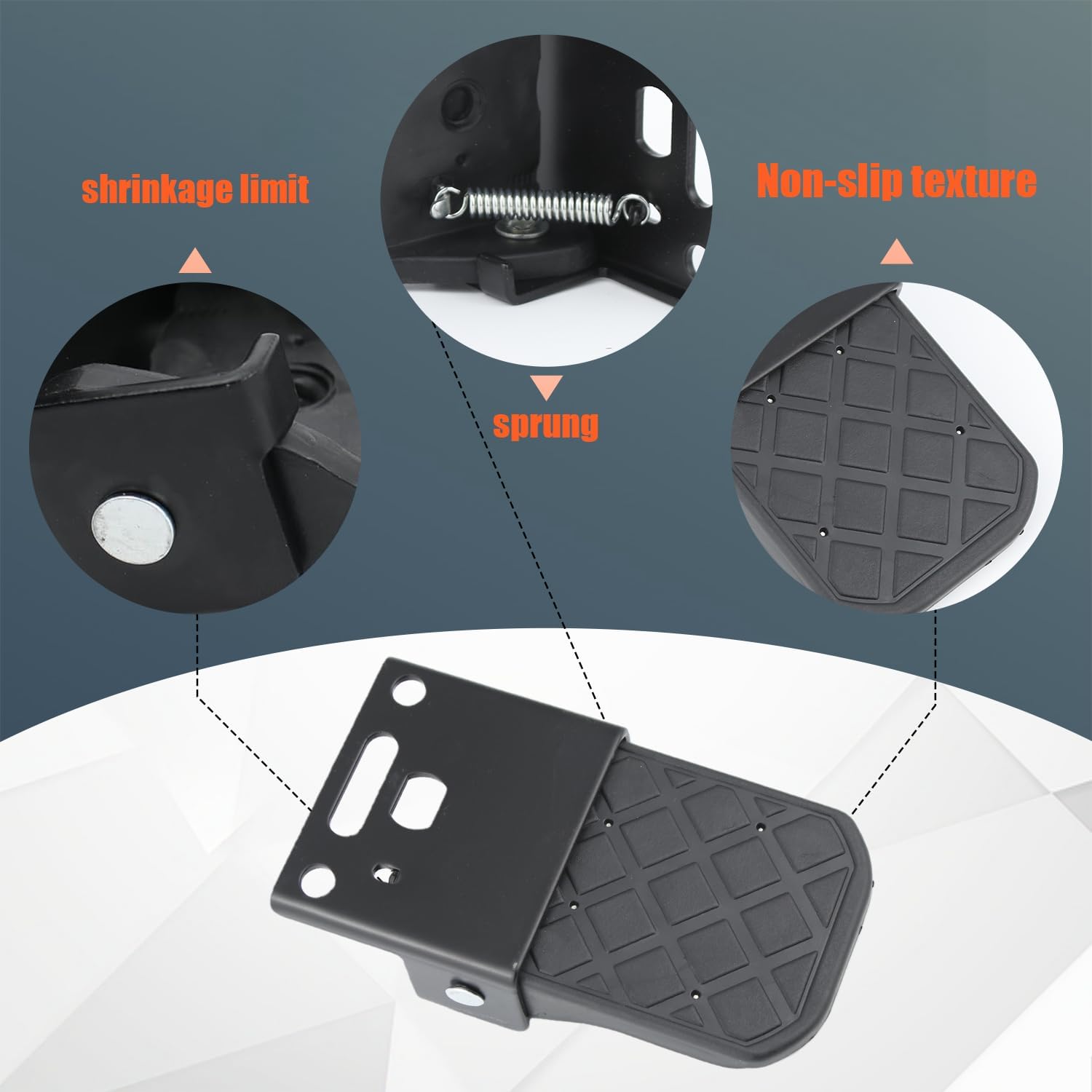 Pairs Metal and Non-Slip Tread ATV Foot Rests for Four Wheeler Rear Passenger Foot Peg Universal ATV Replacement for Polaris Sportsman Scrambler(With Backing Plate)