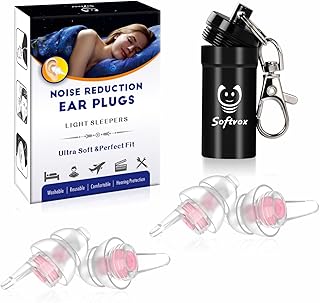 Ear Plugs for Sleeping 2 Pairs, Noise Reduction Silicone Earplugs for Women Men Kids with Small Ear Canals, Sound Blocking Earplugs for Snoring, Work, Studying, Travel - 31dB Hearing Protection