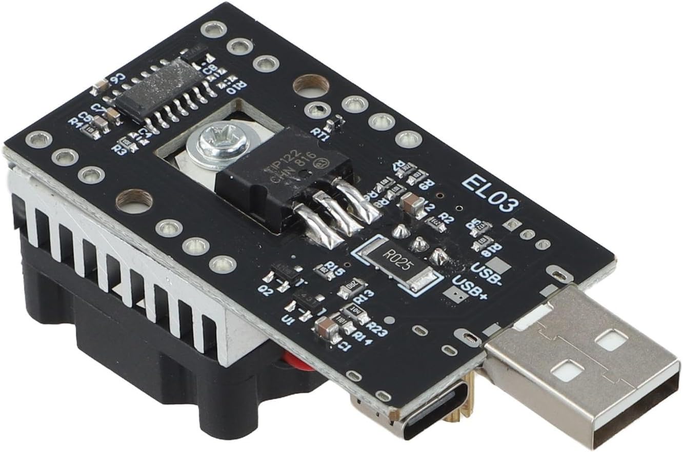 USB-C Electronic Load Resistor for DC 3.7V–13V Batteries, 0.15–3A Adjustable Constant Current, 18W/30W Dual-Power Discharge Tester with Aluminum Heatsink & for smart Fan Cooling