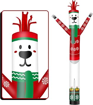 20FT Tall Polar Bear Inflatable Tube Man 18Diameter Wacky Wavy Dancing Guy for Outdoor Decoration Advertising Business Promotion - Christmas Theme Blower Not Included