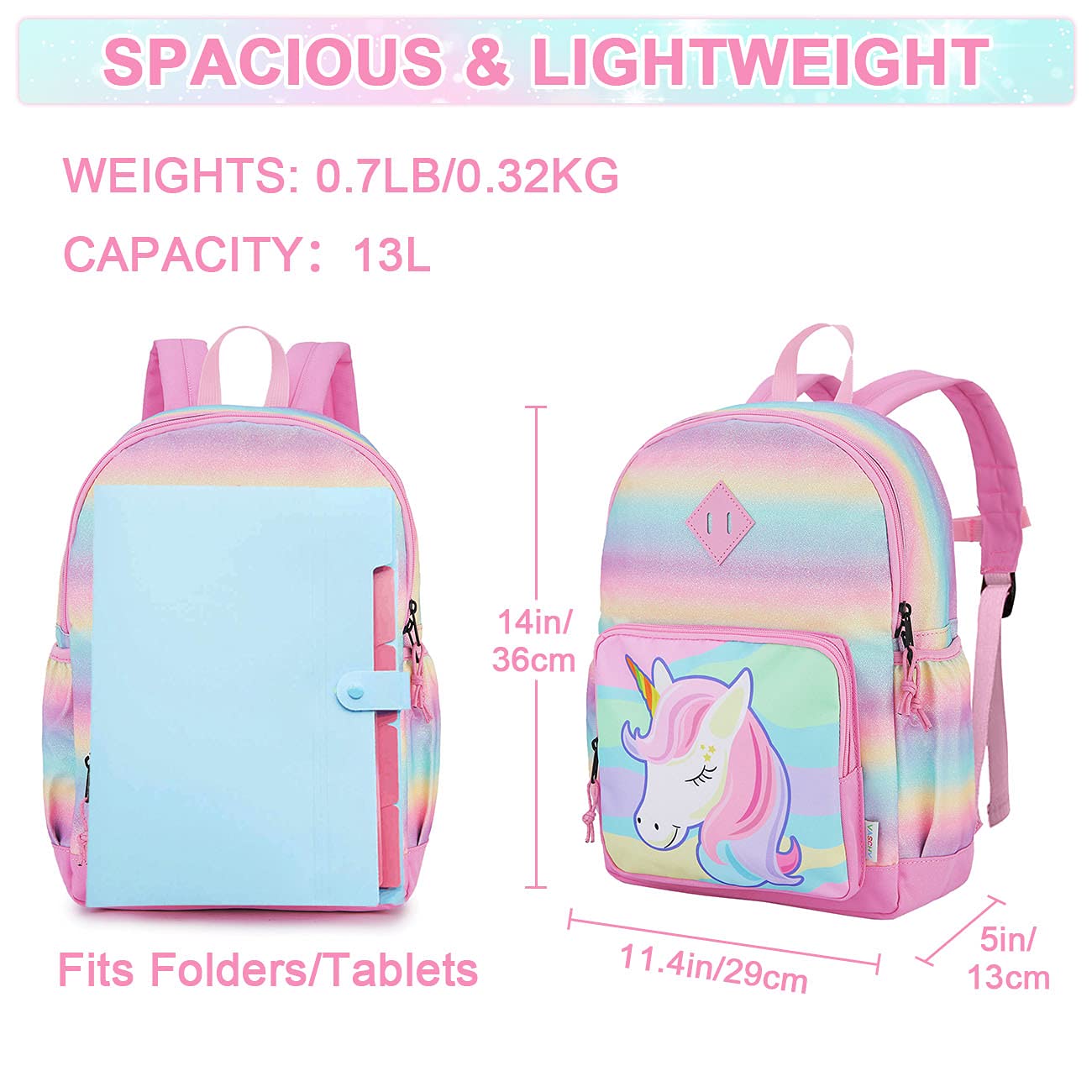 Buy Unicorn Backpack for Little Girls,VASCHY Cute Rainbow Glitter