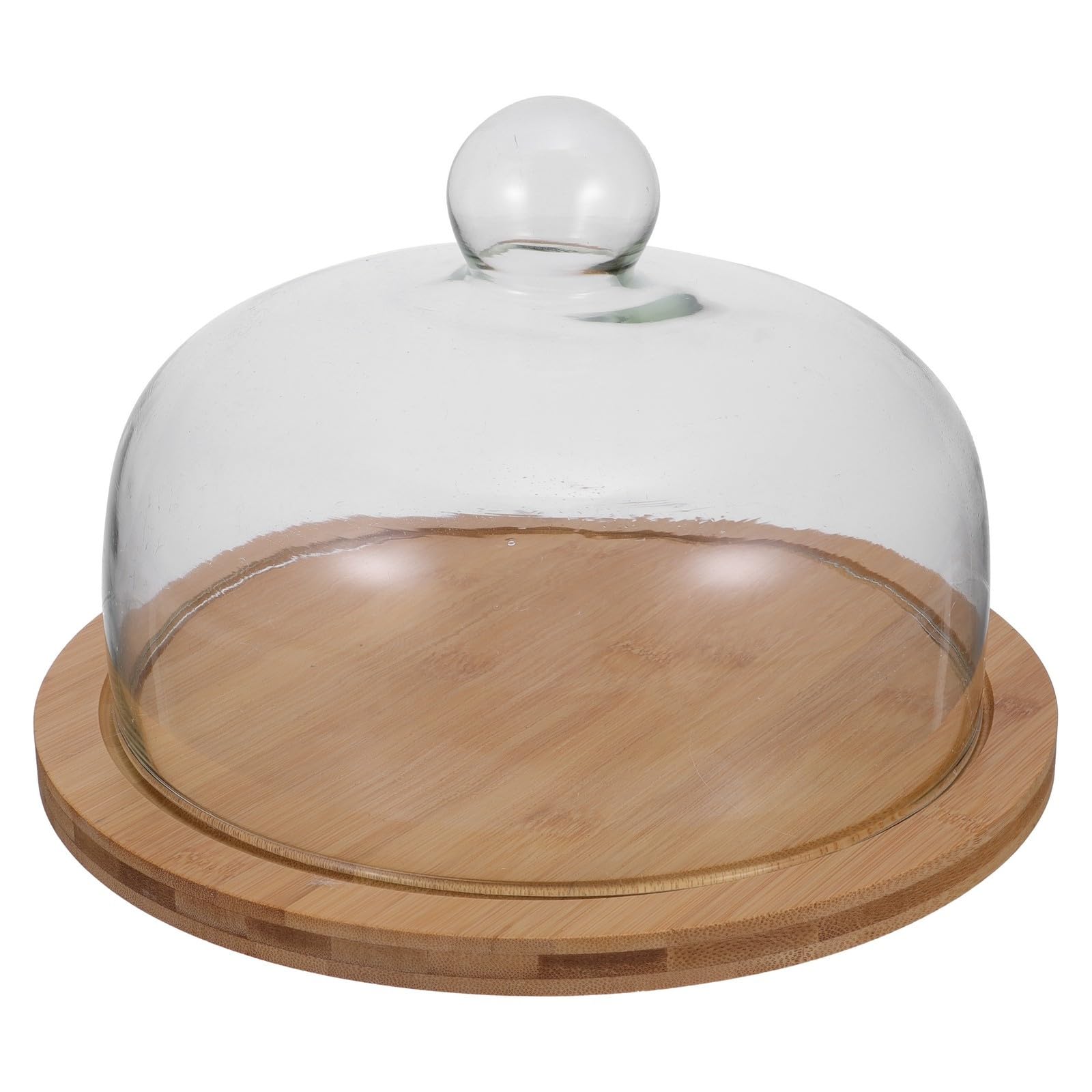 Zerodeko Soporte para Tartas con Tapa de Cristal y Base de Madera