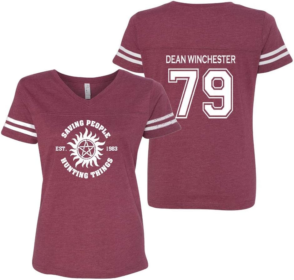 Dean Winchester Women's V-Neck Tee – Saving People Hunting Things Cosplay Shirt – Supernatural Inspired Gift