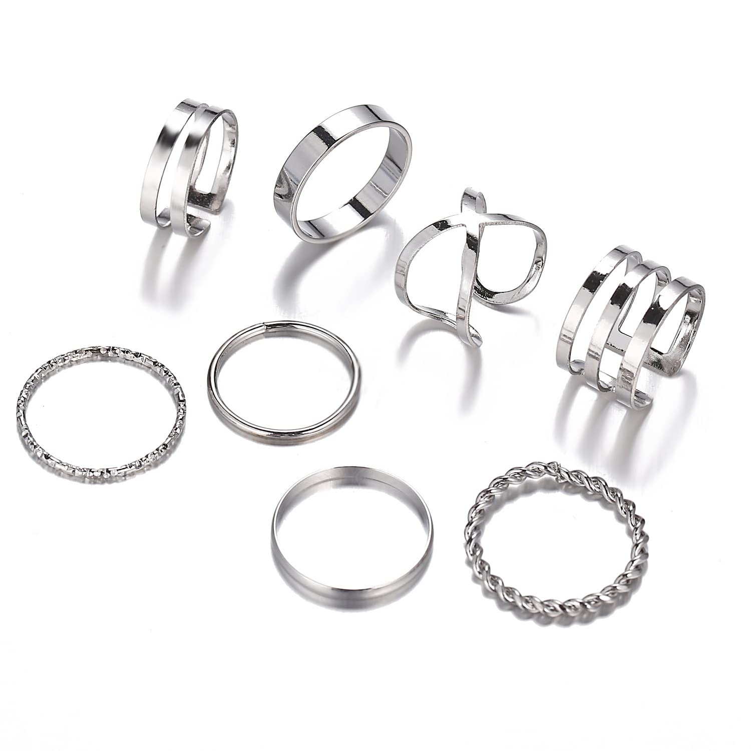 Shining Diva Fashion Latest Stylish Metal Boho Midi Finger Rings for Women and Girls - Set of 8 (rrsd12964r), Silver (B0B53NHTZT) Amazon Price History, Amazon Price Tracker