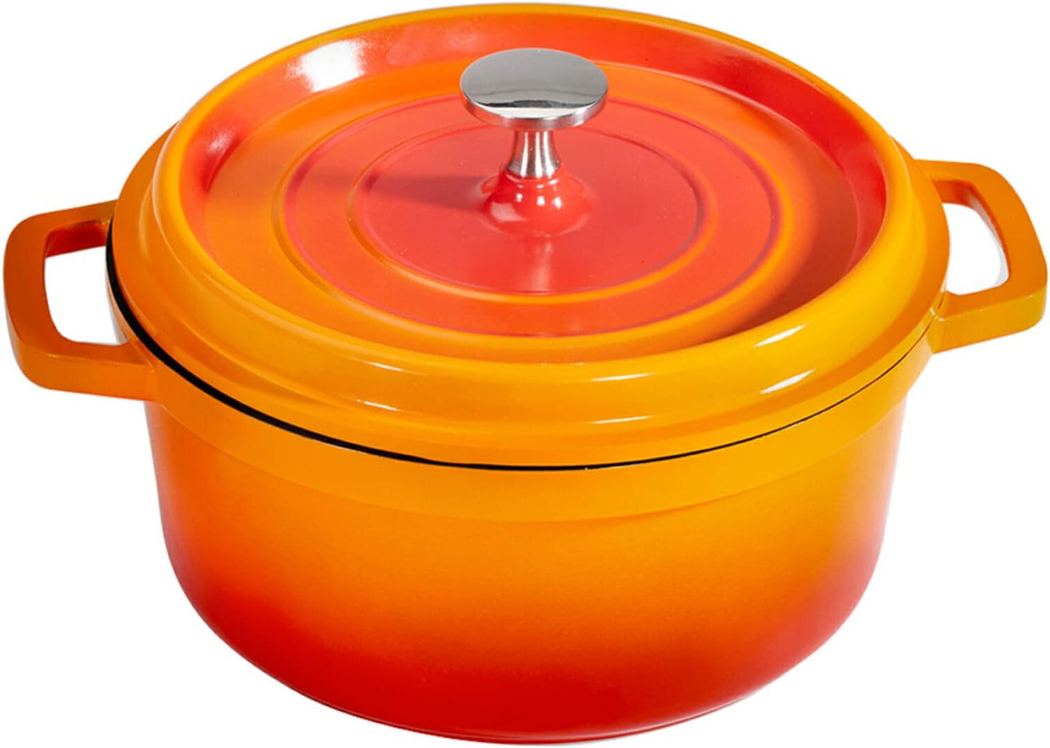 G.E.T. CA-011-O/BK Heiss Lightweight Cast Aluminum Dutch Oven, 2.5 Quart, Round, Orange