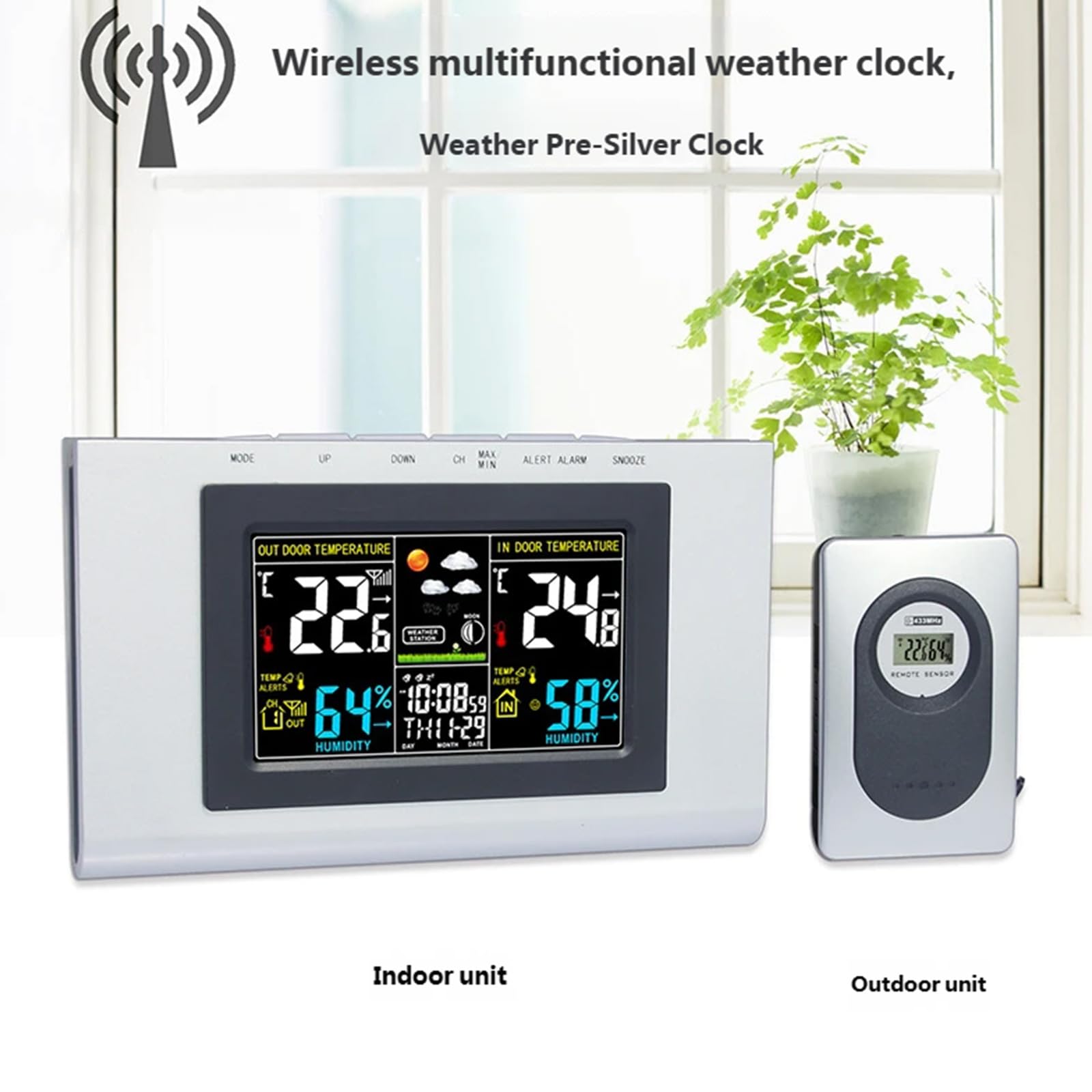 Kunststoff Hygrometer, Thermometer, Hygrometer mit Farbbildschirm für Küche, Weinkeller und Pflanzenpflege, batteriebetrieben