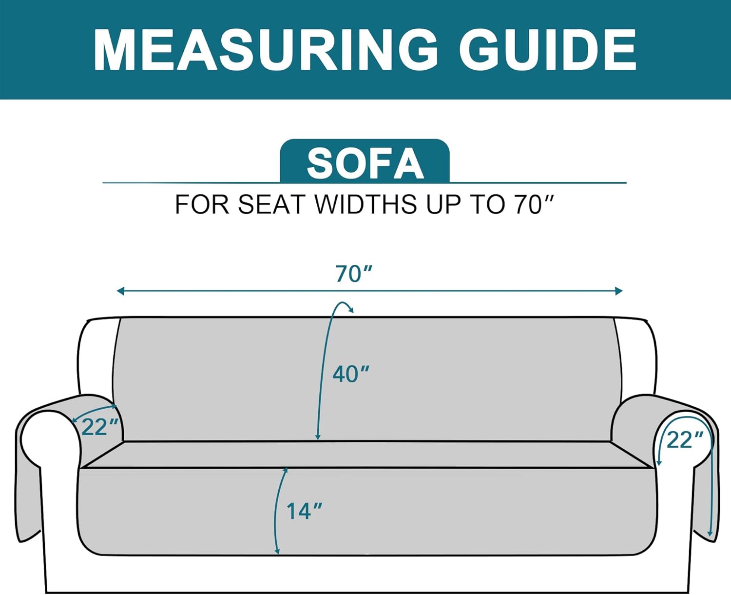 Turquoize 100% Waterproof Sofa Covers Couch Cover Sofa Cover for Dogs Couch Protector Triple Non-Slip Sofa Slipcover for 3 Cushion Couch Furniture Protector for Pets, Kids,Dog (Sofa 70", Stone Blue)