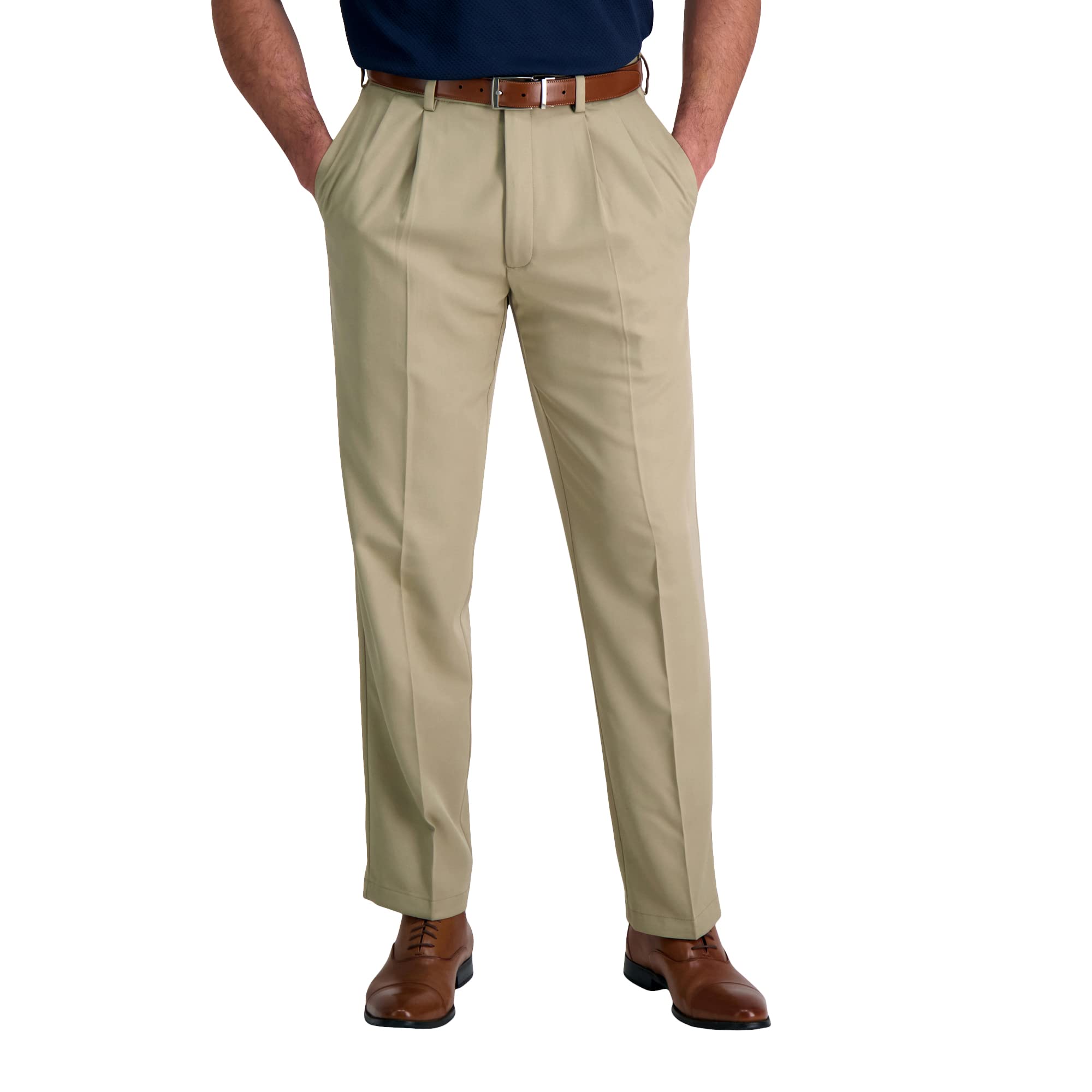 Haggar Men's Cool 18 Pro Classic Fit Pleat Front Hidden Expandable Waist Pant- Regular and Big & Tall Sizes