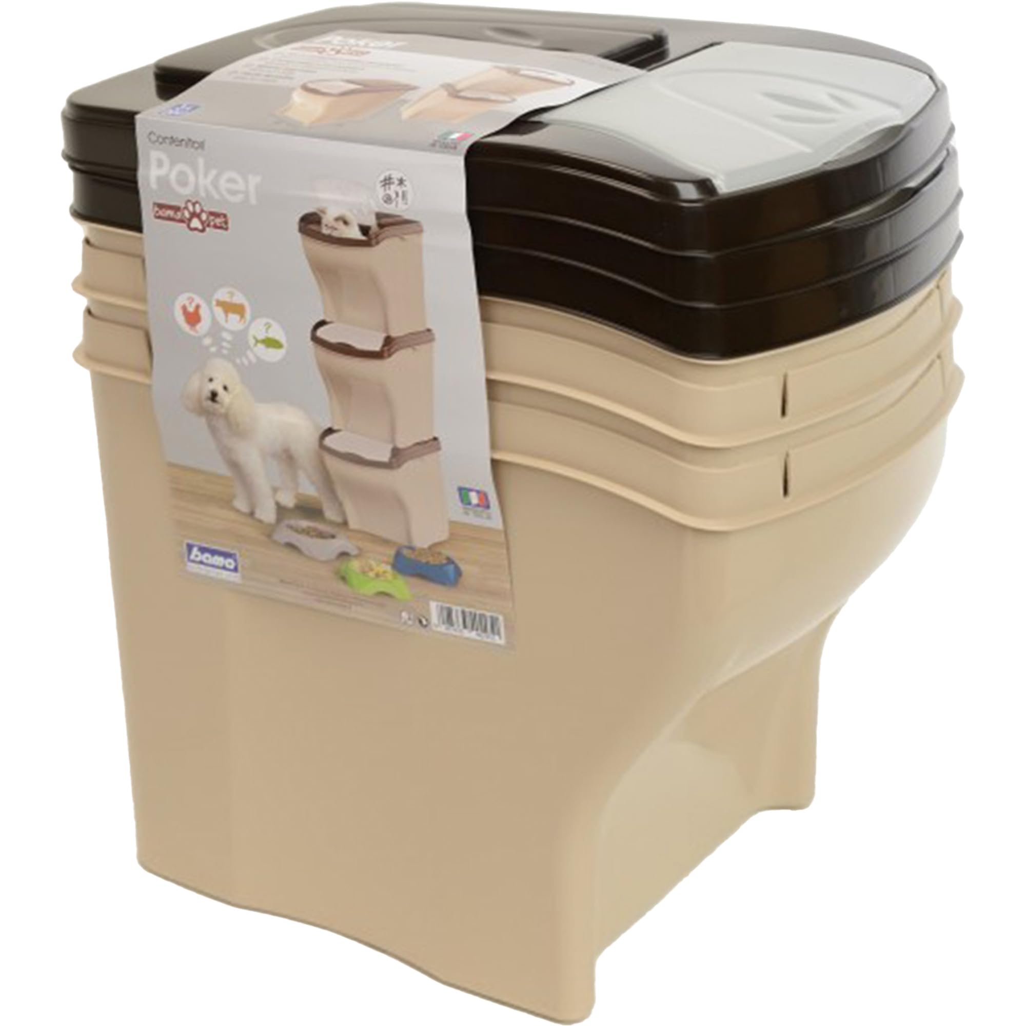 Sicignano | Contenitore Porta Crocchette per Cani Gatti, 3 Pezzi x 20 lt, Portata 3x10 kg, con Coperchio - Igienico, Occupa Poco Spazio - Componibile, Sovrapponibile, Impilabile
