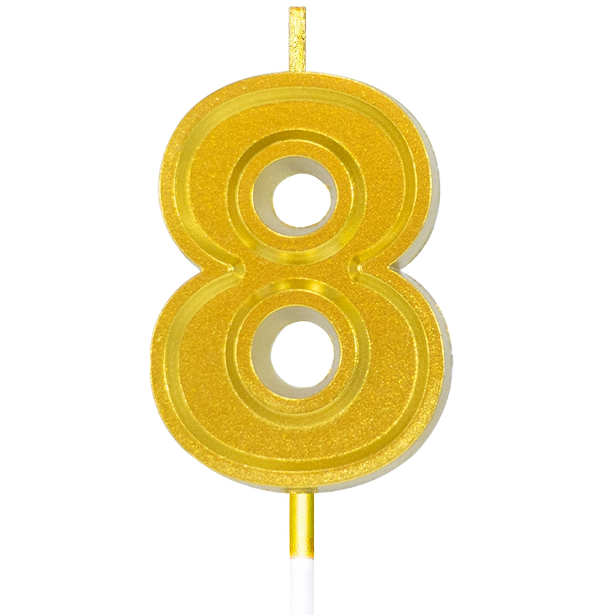 Toyventures Gold Number Birthday Candle 3D Designed Cake Topper Decorations For Happy Birthday Candles Wedding Anniversary (, 8)