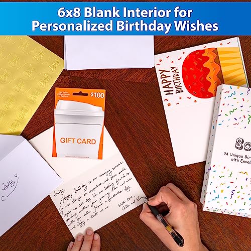 Solpla 24-GOLDFOIL Pack Unique Gold Foil Birthday Cards With Envelopes & Stickers | 4X6 Inches Blank Happy Birthday Cards Assortment In Bulk For Family thumb #5