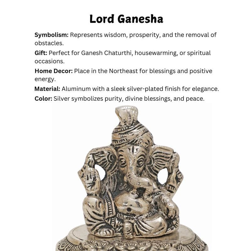 Image of INTERNATIONAL GIFT Silver Plated Pagdi Ganesh Idol Statue | Diwali Tag with Velvet Box & Carry Bag | for Pooja, Blessing, Festival Occasion, Return Gift Showpiece
