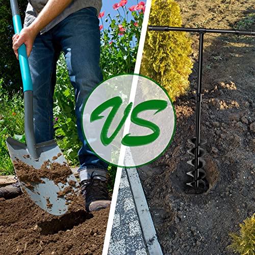 Longrun Hand Drill Auger Post Hole Digger, Manual Garden Hole Digging Drill Bit For Planting, Spiral Drill Planter For Bulb, Flower, Tree, Seedlings, Bedding Plants, Umbrella, Fence Holes-4"X 38" #TOP5