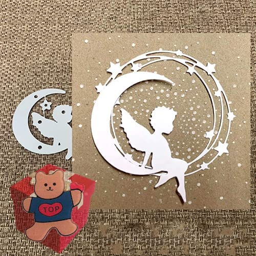 Gowxs Angle Metal Die Cuts, Cute Angle on Moon Cutting Dies Carbon Steel Embossing Template Stencils for Paper Crafting/Scrapbooking/Embossing/Photo Album Decor/DIY Craft/Gift